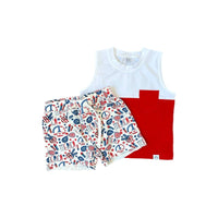 Color Block Tank- Red - Posh Kiddos