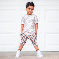 Short Sleeve Biker Shirt- Smiley - Posh Kiddos
