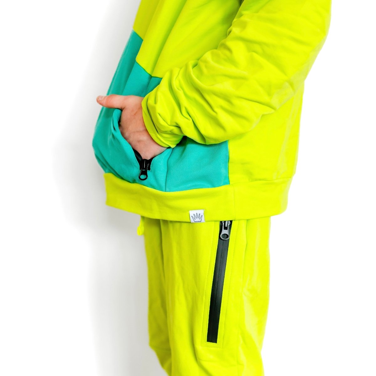 Essential Hoodie - Lime Colorblock - Posh Kiddos