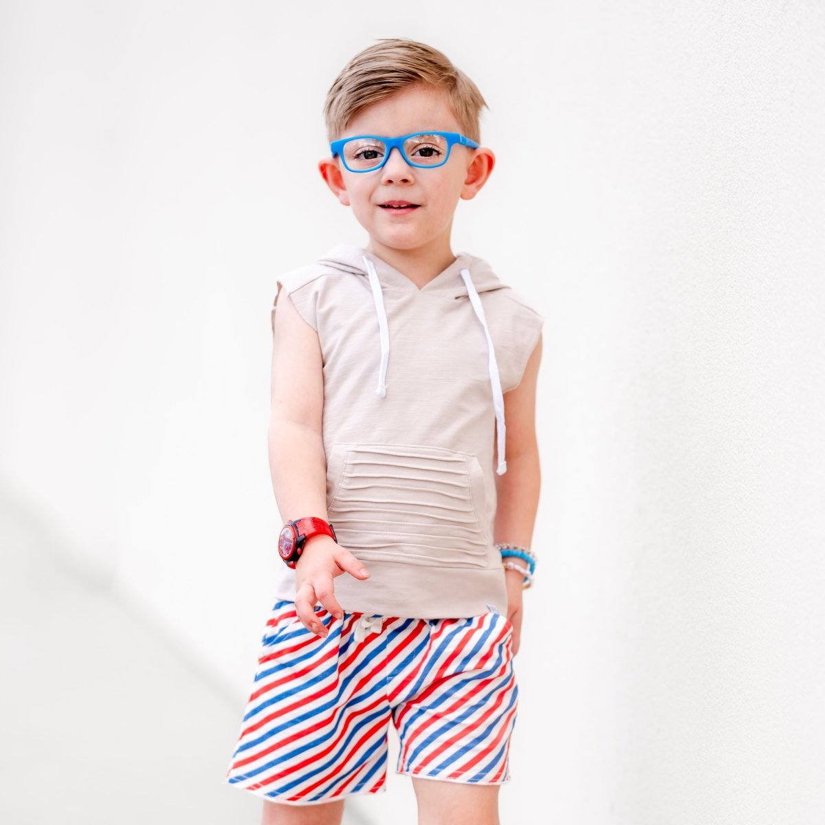 Summer Leisure Shorts- Americana Stripes - Posh Kiddos