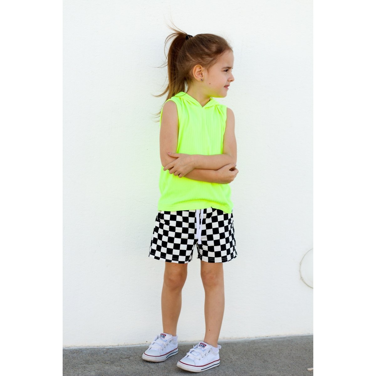Hooded Tank- Neon Yellow Ribbed (Preorder) - Posh Kiddos