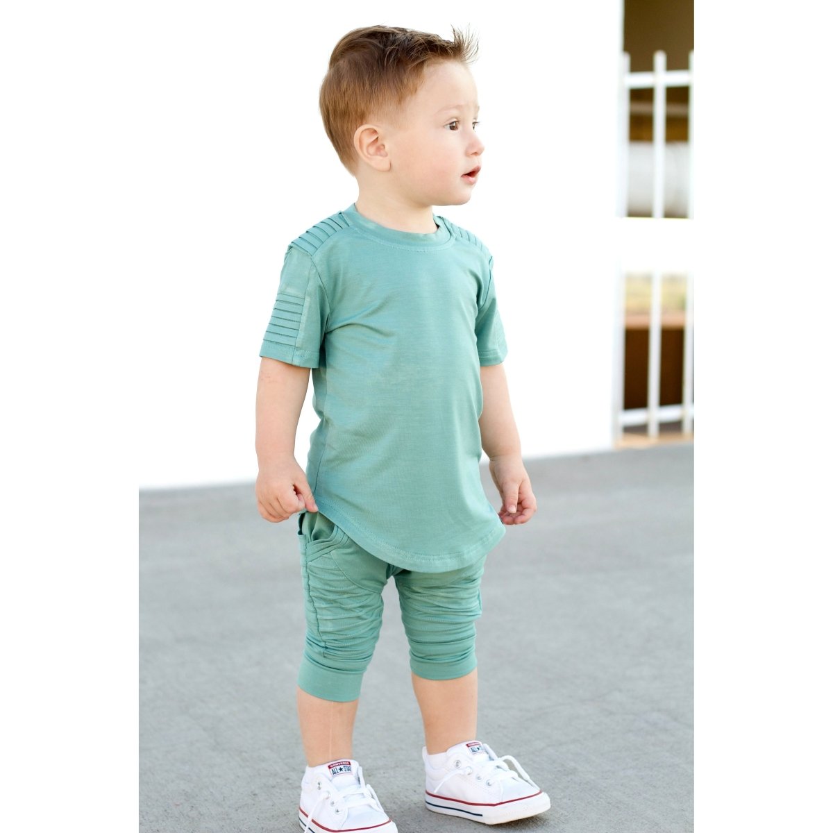Biker Shorts- Sea Green - Posh Kiddos