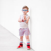 Summer Leisure Shorts- Americana Stripes - Posh Kiddos