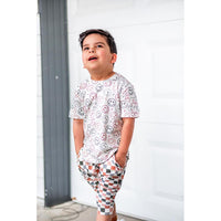 Short Sleeve Biker Shirt- Smiley - Posh Kiddos