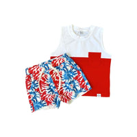 Color Block Tank- Red - Posh Kiddos