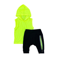 Hooded Tank- Neon Yellow Ribbed (Preorder) - Posh Kiddos