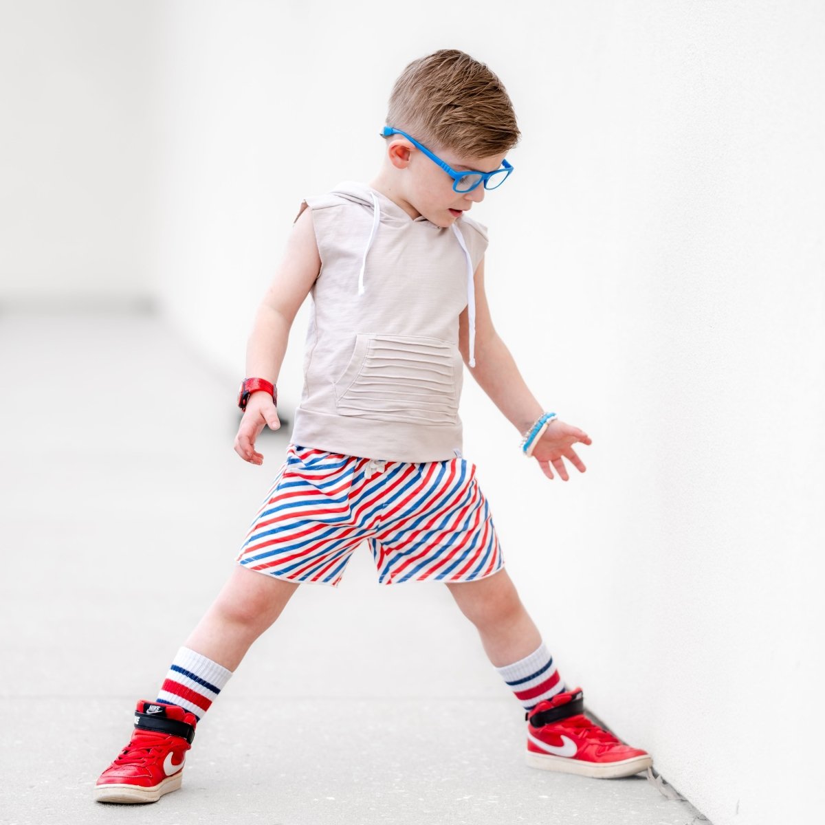 Summer Leisure Shorts- Americana Stripes - Posh Kiddos