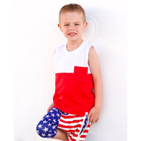 Color Block Tank- Red - Posh Kiddos