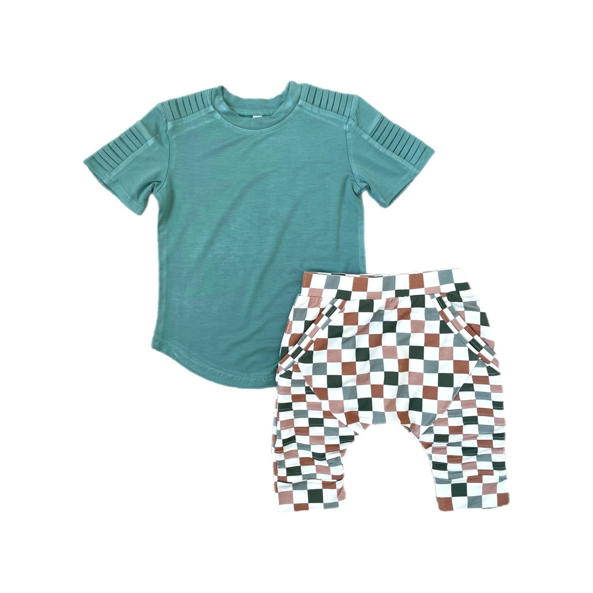 Short Sleeve Biker Shirt- Sea Green - Posh Kiddos