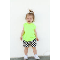 Hooded Tank- Neon Yellow Ribbed (Preorder) - Posh Kiddos