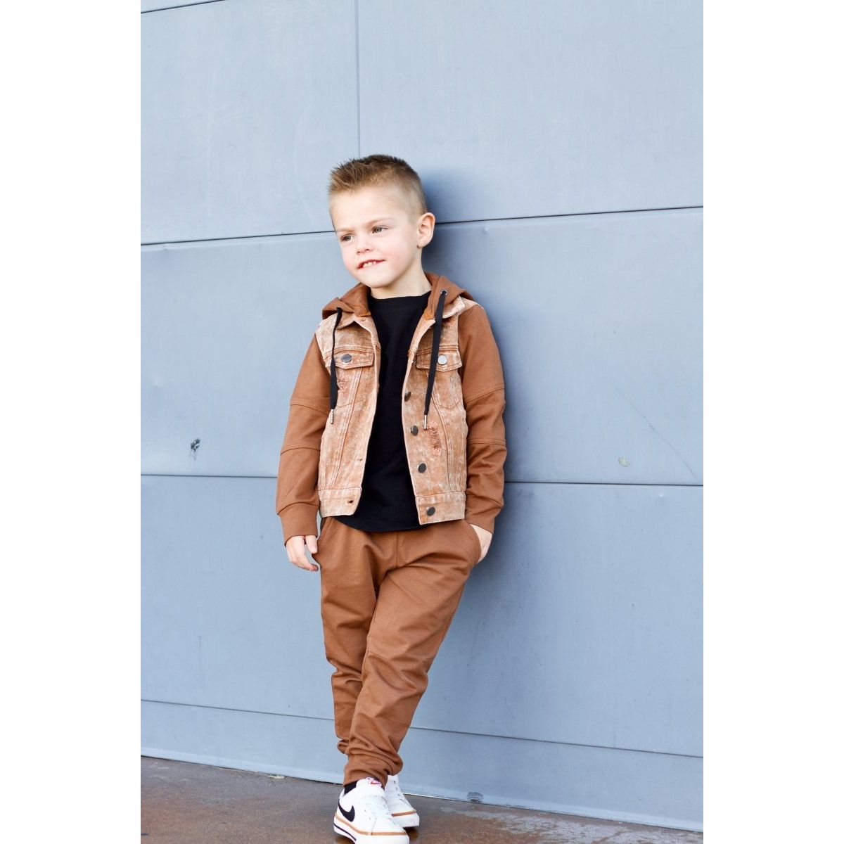 Denim Hoodie- Spice - Posh Kiddos