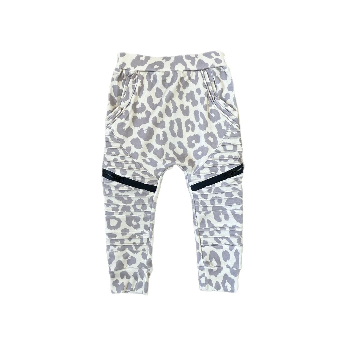 Biker Joggers- Gray Leopard - Posh Kiddos