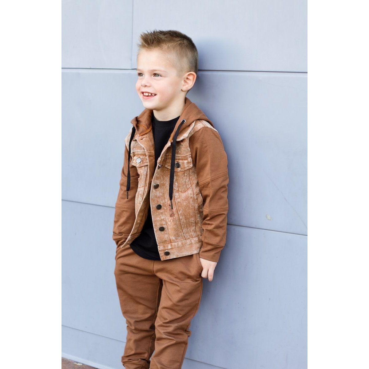 Denim Hoodie- Spice - Posh Kiddos