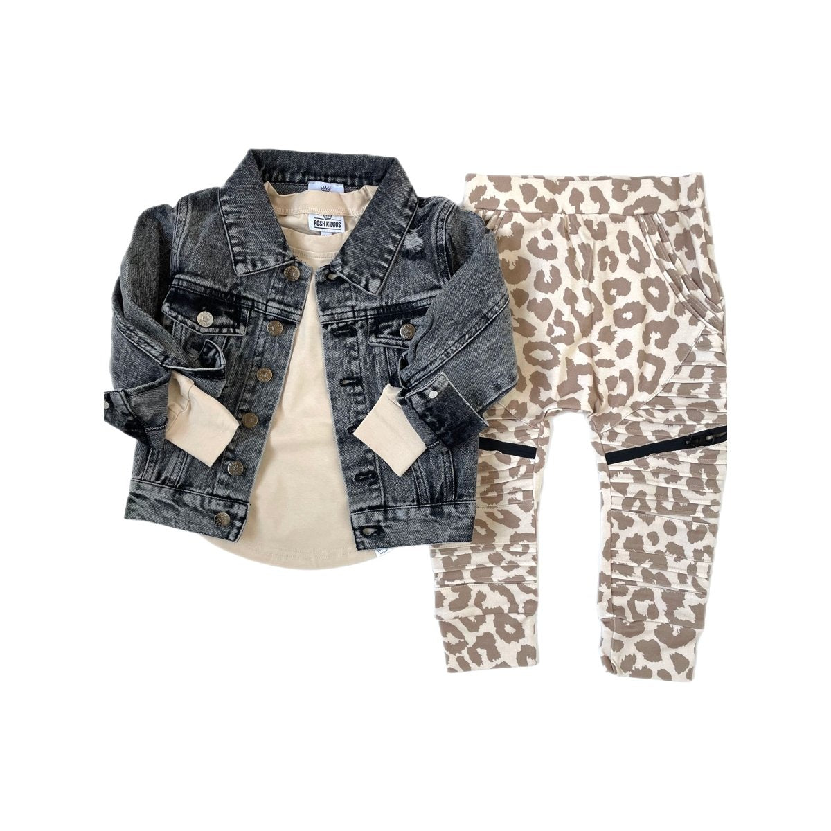 Biker Joggers- Tan Leopard - Posh Kiddos