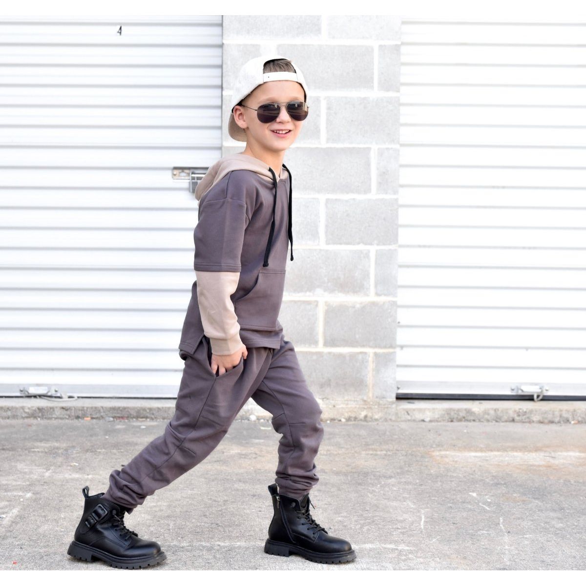 Lounge Hoodie- Dusty Brown - Posh Kiddos