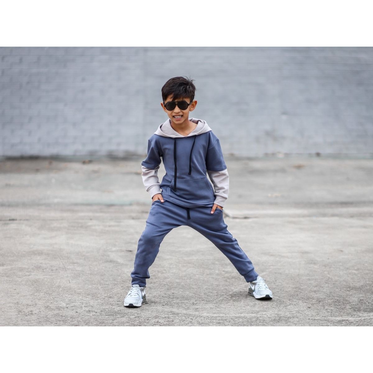 Lounge Hoodie- Smoky Blue - Posh Kiddos