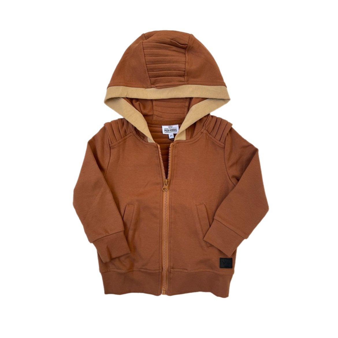 Biker Zip Up Hoodie- Cinnamon - Posh Kiddos