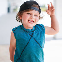 Tank- Teal Acid Wash - Posh Kiddos