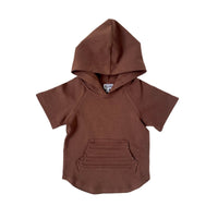 Short Sleeve Biker Hoodie- Espresso - Posh Kiddos