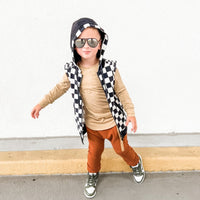 Long Sleeve Biker Shirt- Wheat - Posh Kiddos