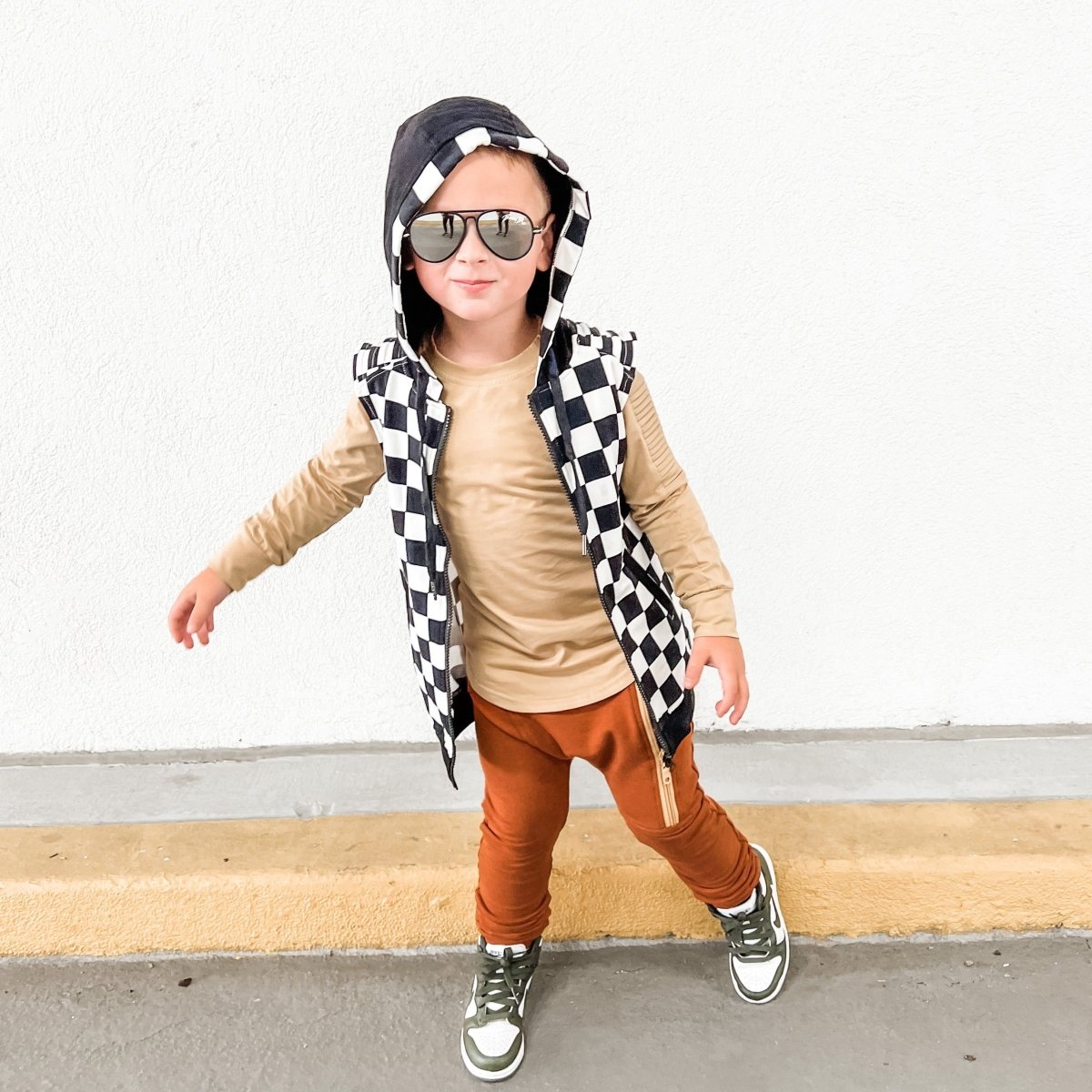 Long Sleeve Biker Shirt- Wheat - Posh Kiddos