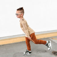 Long Sleeve Biker Shirt- Wheat - Posh Kiddos