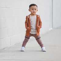 Biker Zip Up Hoodie- Cinnamon - Posh Kiddos
