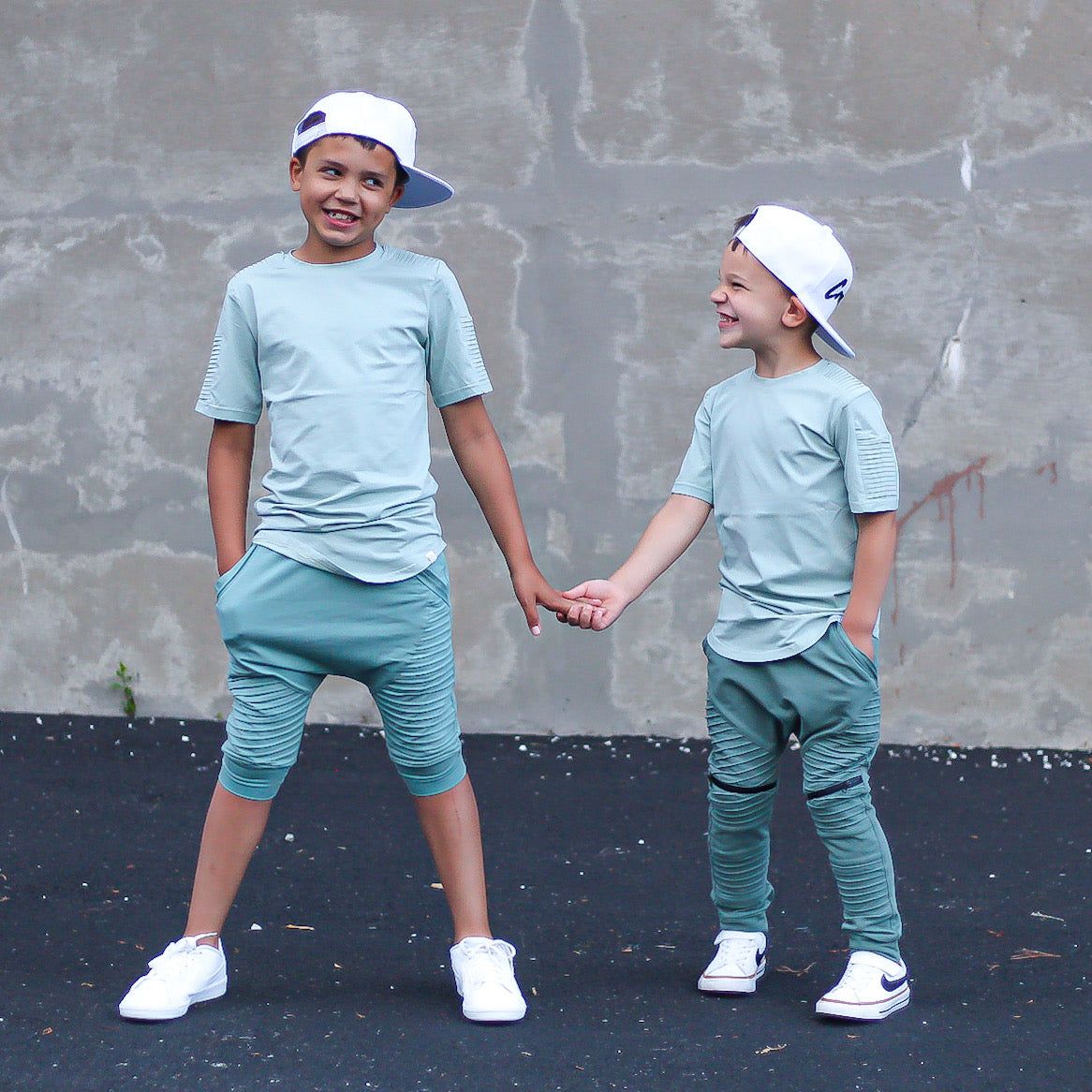 Short Sleeve Biker Shirt- Seafoam - Posh Kiddos
