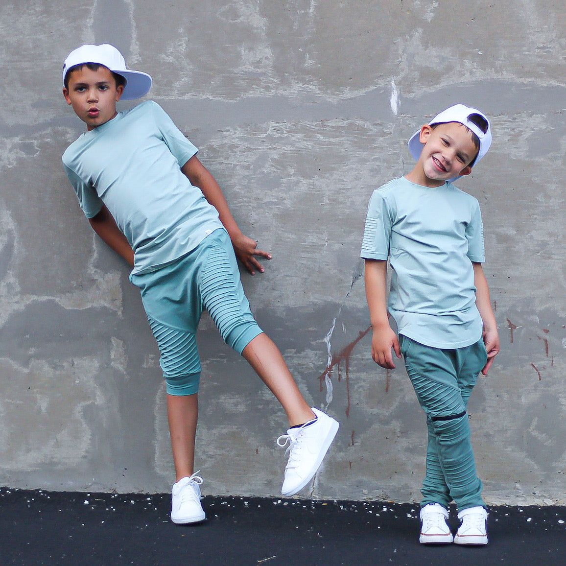 Short Sleeve Biker Shirt- Seafoam - Posh Kiddos