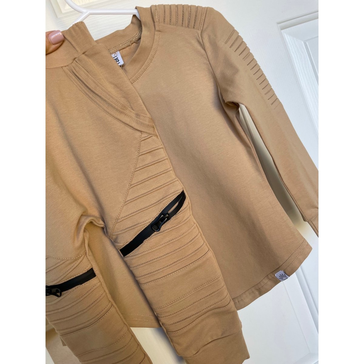 Long Sleeve Biker Shirt- Wheat - Posh Kiddos