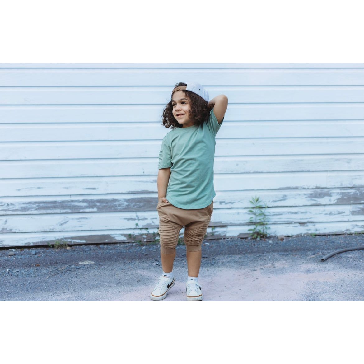 Short Sleeve Biker Shirt- Seafoam - Posh Kiddos