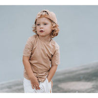 Short Sleeve Biker Shirt- Wheat - Posh Kiddos