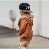 Biker Zip Up Hoodie- Cinnamon - Posh Kiddos