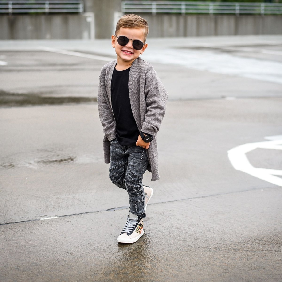 Long Cardigan- Gray Heather - Posh Kiddos