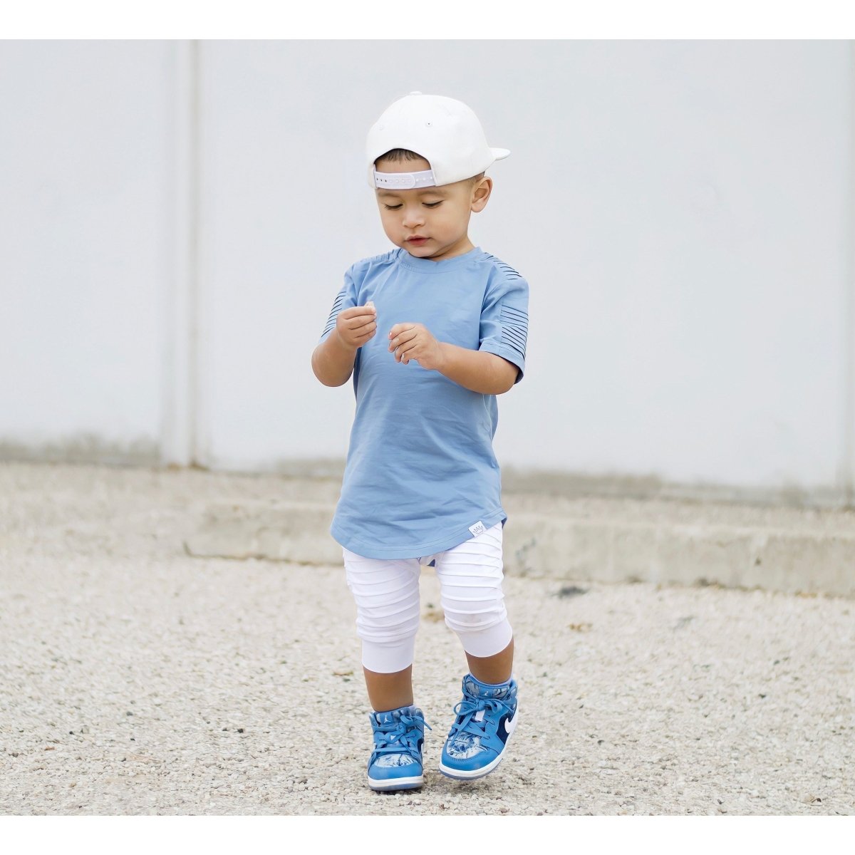 Short Sleeve Biker Shirt- Steel - Posh Kiddos