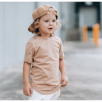 Short Sleeve Biker Shirt- Wheat - Posh Kiddos