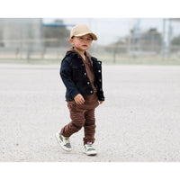 Short Sleeve Biker Hoodie- Espresso - Posh Kiddos