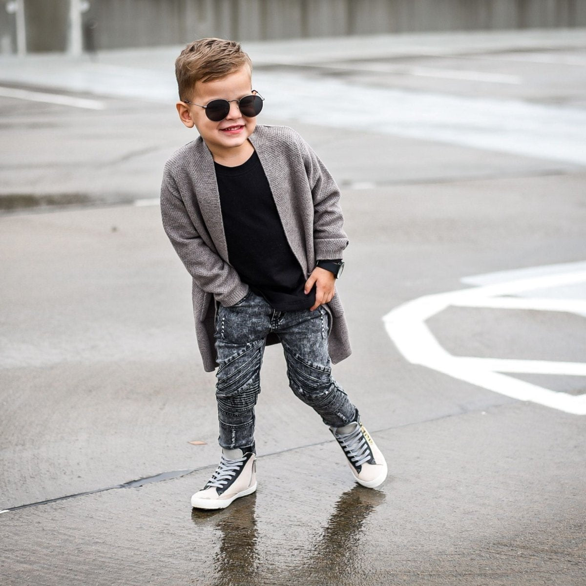 Long Cardigan- Gray Heather - Posh Kiddos