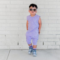 Biker Shorts- Lavender Acid Wash - Posh Kiddos