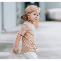 Short Sleeve Biker Shirt- Wheat - Posh Kiddos