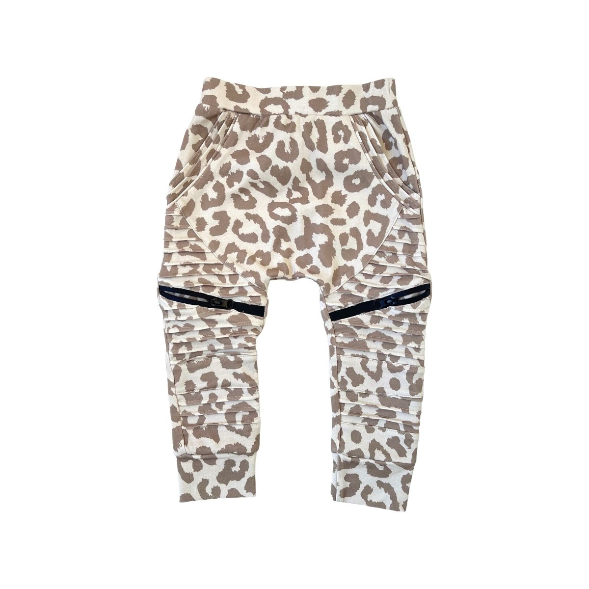 Biker Joggers- Tan Leopard - Posh Kiddos