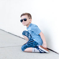 Short Sleeve Biker Shirt- Steel - Posh Kiddos