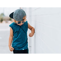 Tank- Teal Acid Wash - Posh Kiddos