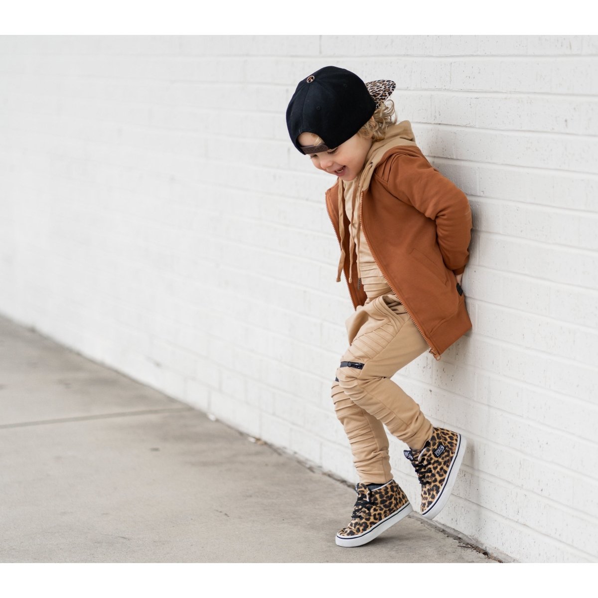 Biker Zip Up Hoodie- Cinnamon - Posh Kiddos