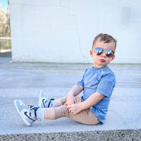 Short Sleeve Biker Shirt- Steel - Posh Kiddos