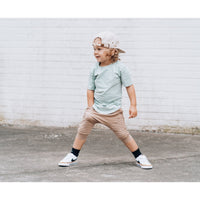 Short Sleeve Biker Shirt- Seafoam - Posh Kiddos