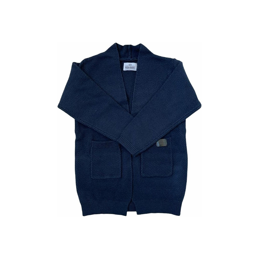 Long Cardigan- Navy - Posh Kiddos
