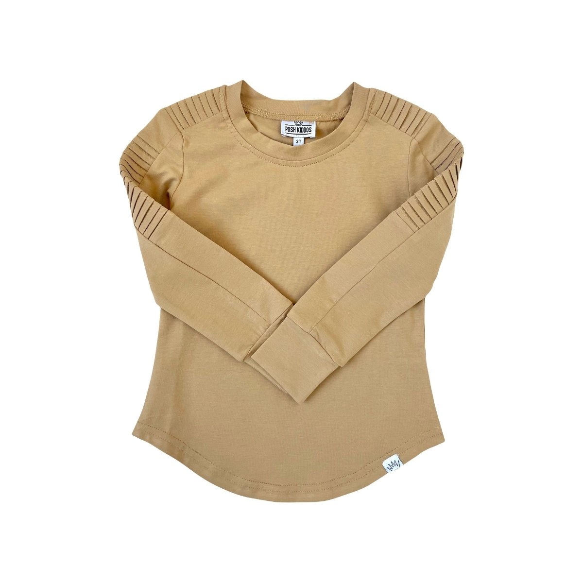 Long Sleeve Biker Shirt- Wheat - Posh Kiddos