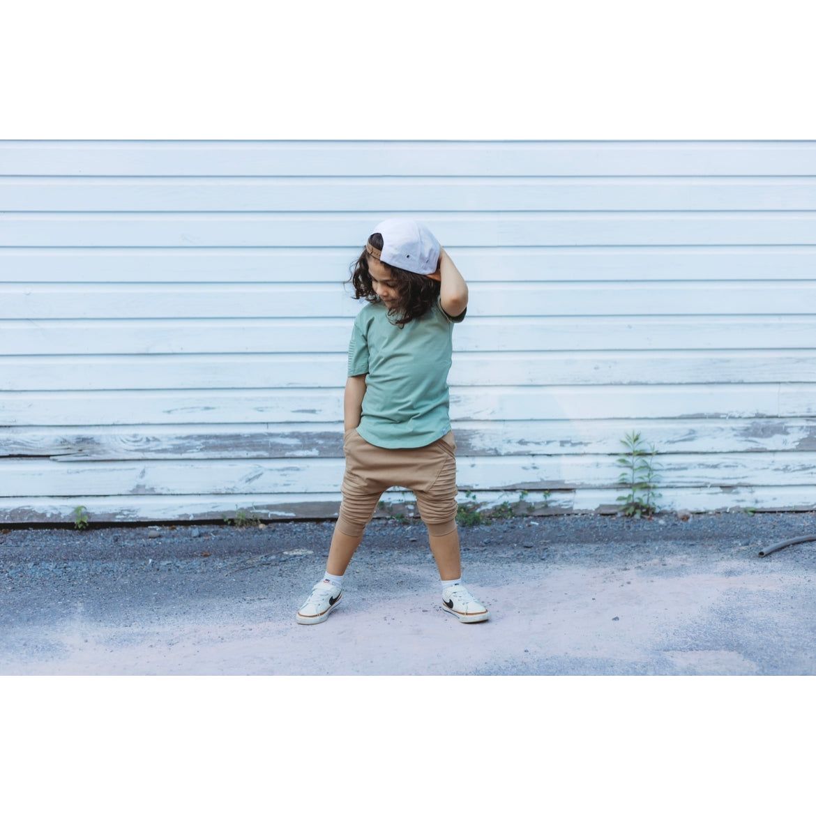 Short Sleeve Biker Shirt- Seafoam - Posh Kiddos