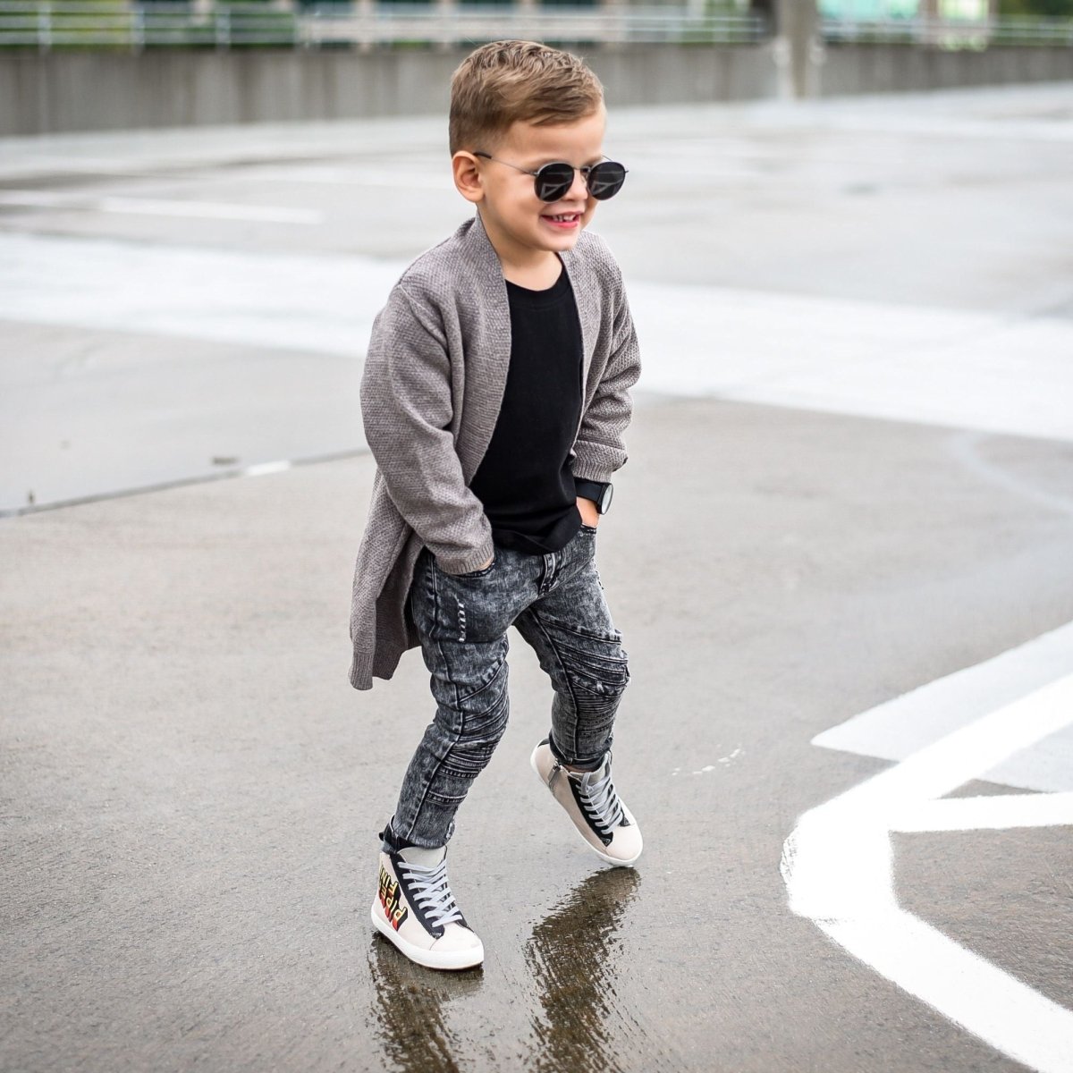 Long Cardigan- Gray Heather - Posh Kiddos